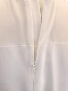 少女纯色圆领短袖不对称下摆连衣裙 - 白色 - 查看 4