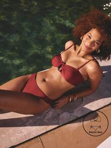 Aralina SHINE SHELL U DETAIL BANDEAU BIKINI SET - Burgundy - View 1