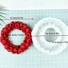 Large Raspberry Wreath Mold - Professional Baking & Craft Silicone Mold, Suitable For Materials, Chocolate, Soap, Candles, Plaster, DIY Wedding, Valentine's Day Decorations - Easy Release, Natural Texture Design, Material, Perfect For Christmas, Also Great For Thanksgiving - White - View 3