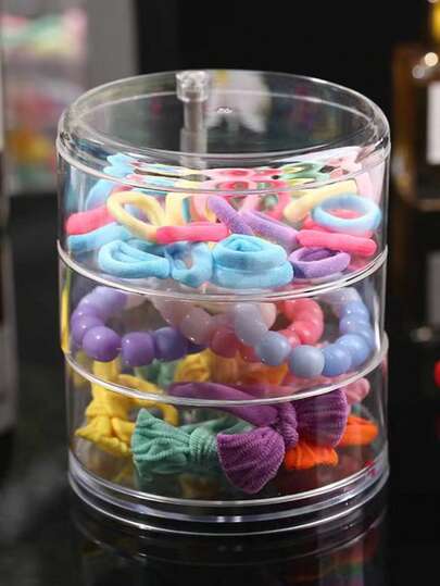Rotating Multi-Functional Jewelry Storage Box With Multiple Layers Of Dustproof Design For Hair Ties, Earrings, Necklaces, And Hair Clips.