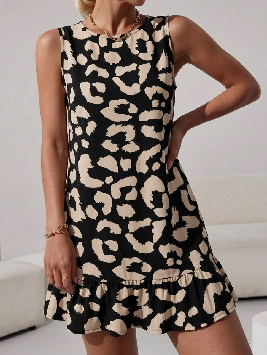 SHEIN LUNE Đầm ngắn in họa tiết dành cho nữ, thích hợp cho mùa xuân và mùa hè. - Nhiều màu - Xem 1