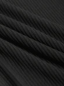 DAZY Kaos Lengan Pendek Polos Kasual, Atasan Crop Top Musim Panas Serbaguna, Pakaian Sehari-hari Warna Hitam - Hitam - View 5