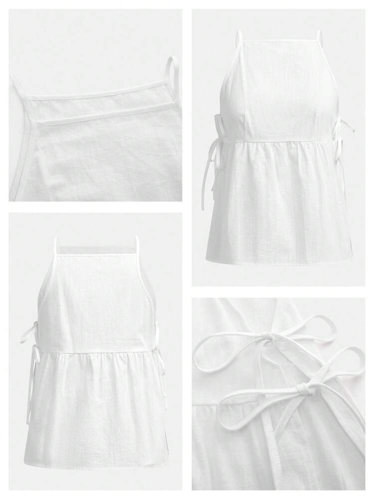 SHEIN Maija White Women's 100% Cotton Summer Casual Vacation Top,Pleated Versatile Daily Wear,Elegant Blouse,Beach Holiday Outfit, Festival Clothing
