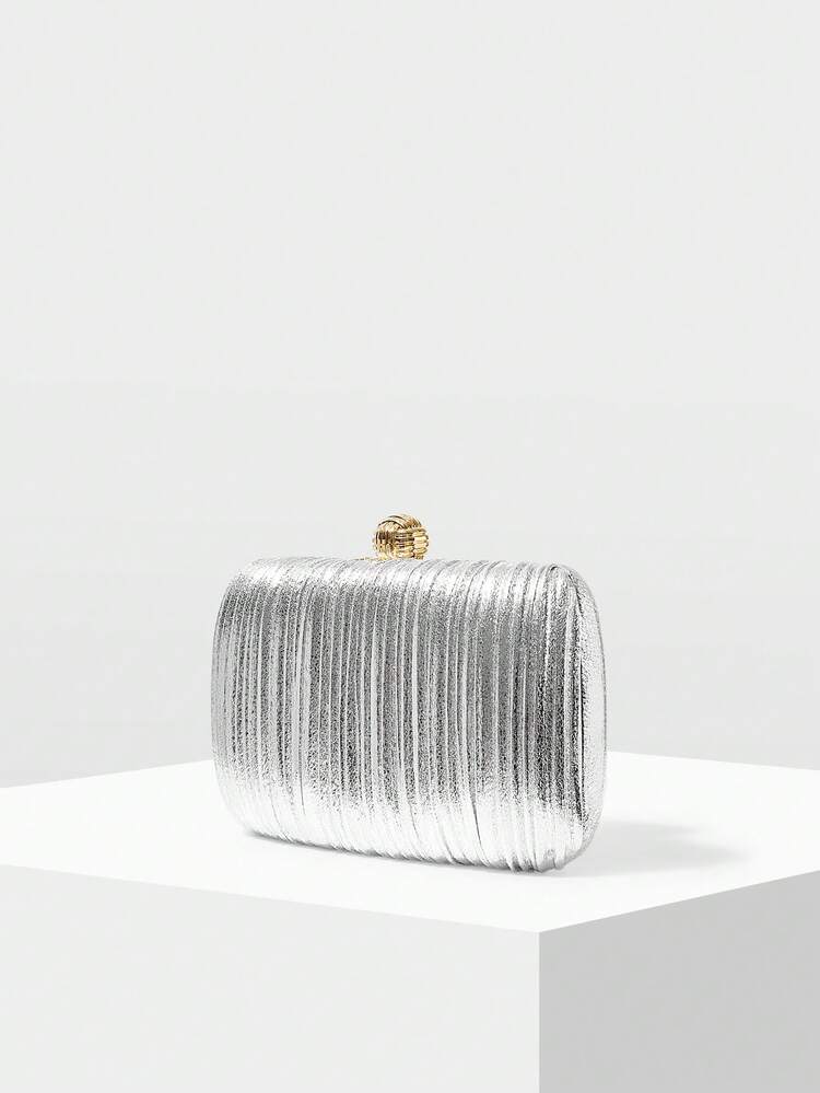 WOMEN'S SILVERY PLEATED EVENING CLUTCHTREADY BRIDE BAG, PERFECT FOR PARTY,WEDDING, PROM,DINNER/BANQUET, MATCHING WITH WEDDING DRESS, FORMAL DRESSES, PROM DRESS, BIRTHDAY DRESS, PARTY DRESS, VALENTINES