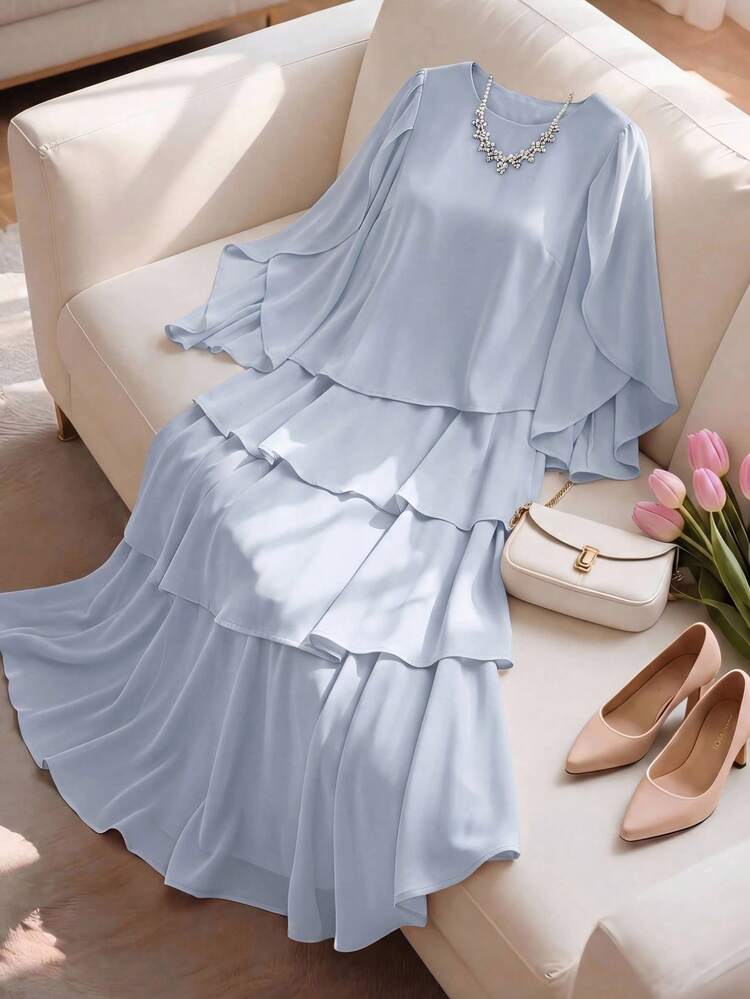 Middle-Aged & Elderly Women's Elegant Solid Color Party Dress