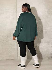 CurvyTilda Plus Size Women's Solid Color Casual Leggings, Comfortable And Smooth For Yoga, Fitness And Cycling, And Everyday Wear, For Hourglass Body Shape, For Body Shape, For Summer - Black - View 2
