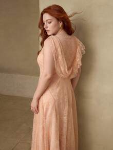 MOTF PREMIUM VESTIDO ELEGANTE DE ENCAJE Y VOLANTES TALLA GRANDE, PRIMAVERA/VERANO - Rosa - Ver 5