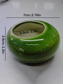 Madebyblanc 1个小型圆形扁平冰裂釉迷你花盆，适用于绿色植物、竹子、松树，酒店花器，创意陶瓷花盆带孔，礼品，生日，毕业，花园装饰，户外，花盆，园艺 - 多色 - 查看 6