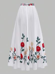 GlowEve Chân váy chữ A nữ, chân váy in hoa, eo chun, thích hợp mặc thường ngày/đi nghỉ mát, họa tiết hoa hồng, mẫu mới mùa hè, chân váy thanh lịch, váy dự tiệc, váy đi nghỉ mát, chân váy duyên dáng, chân váy đi biển, trang phục tốt nghiệp, trang phục công sở thời trang. - Nhiều màu - Xem 2