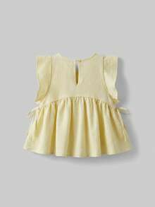 Maija Kids Maija Kids Young Girl Round Neck Cap Sleeve Blouse - Yellow - View 2