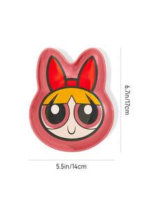 THE POWERPUFF GIRLS X SHEIN 1個卡通造型陶瓷迷你盤，適用於甜點、水果、小份食物，也可作為居家收納盤，收納鑰匙、珠寶等，適用於微波爐與洗碗機，適合居家使用，友誼、花開、泡泡、毛茛、Mojo - 西瓜紅 - 查看 7