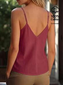 Casual Solid-Color Tank Top With Button Detailing For Summer - White - View 5
