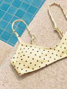 Swim Mod Women's Polka Dot Print Adjustable Spaghetti Strap Sexy Micro Bikini Top - Multicolor - View 4