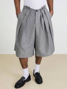 Manfinity Hypemode Quần short ống rộng dáng rộng dành cho nam cỡ lớn, thích hợp mặc mùa hè. - Xám - Xem 1