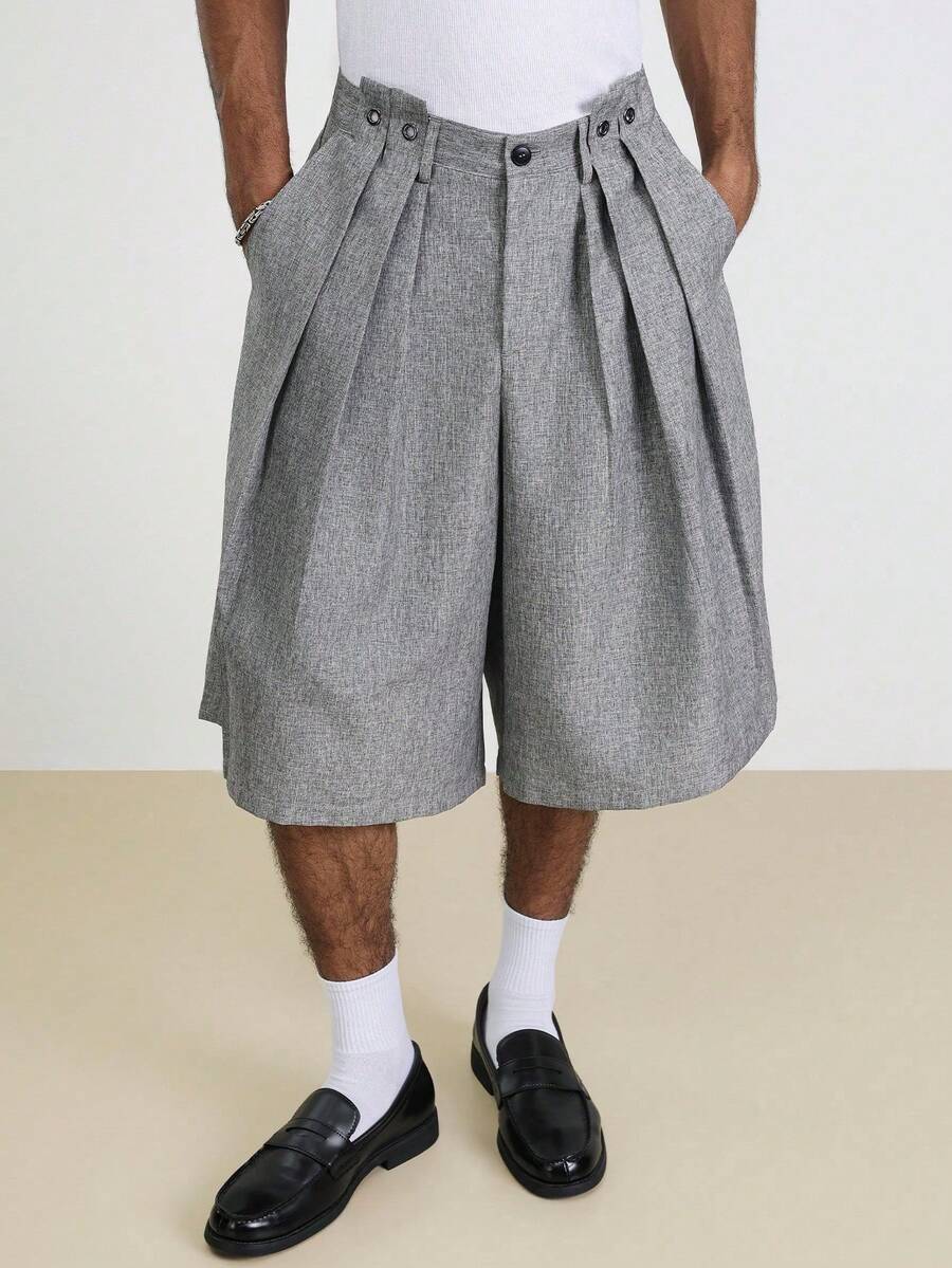Manfinity Hypemode Quần short ống rộng dáng rộng dành cho nam cỡ lớn, thích hợp mặc mùa hè. - Xám - Xem 1