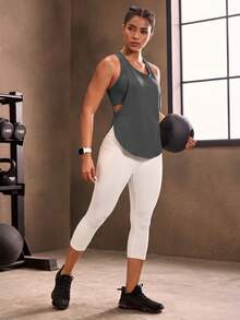 Powerista Women's Solid Color Casual Versatile Daily Wear Sports T-Shirt - Grey - View 7
