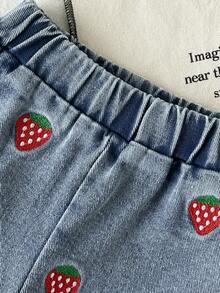 Baby Girls' Sleeveless Ruffled Strawberry Decor T-Shirt Set, Summer - White - View 8