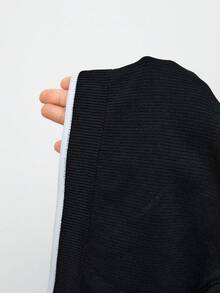 Voyena 大码女士极简撞色滚边无钢圈运动文胸和紧身裤套装，健身瑜伽锻炼 - 黑色 - 查看 8