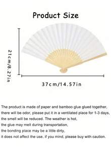 1PC 40PCS 60PCS White Paper Bamboo Folding Hand Fan Portable DIY For Birthday Engagement Graduation Wedding Party Home Table Centerpiece Decor Performance Photo Props Office Gift - one-size - View 2