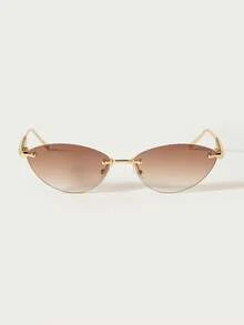 Glisma 1 par de gafas de sol de montura pequeña y minimalista con forma de ojo de gato, unisex, adecuadas para deportes, viajes, conducción, playa, festivales, vacaciones, calle, pesca y actividades al aire libre. Un accesorio de moda callejera y también una opción de estilo universitario para vacaciones de verano en la playa, viajes al aire la temporada de regreso a clases. - Té dorado - Ver 6