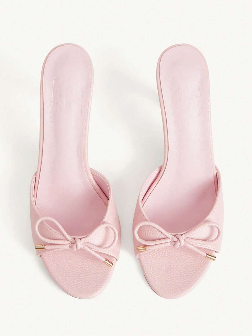 CUCCOO CHICEST Women Shoes Pink PU Bow Gold Pendant Design Round Toe Mule High Heel Sandals