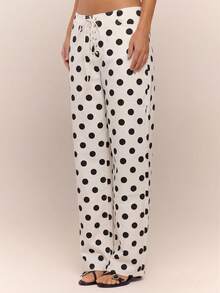 MUSERA Quần jeans ống đứng buộc dây họa tiết chim công, phong cách đường phố cá tính, thích hợp cho mùa đông, xuân và hè. - trắng - Xem 3