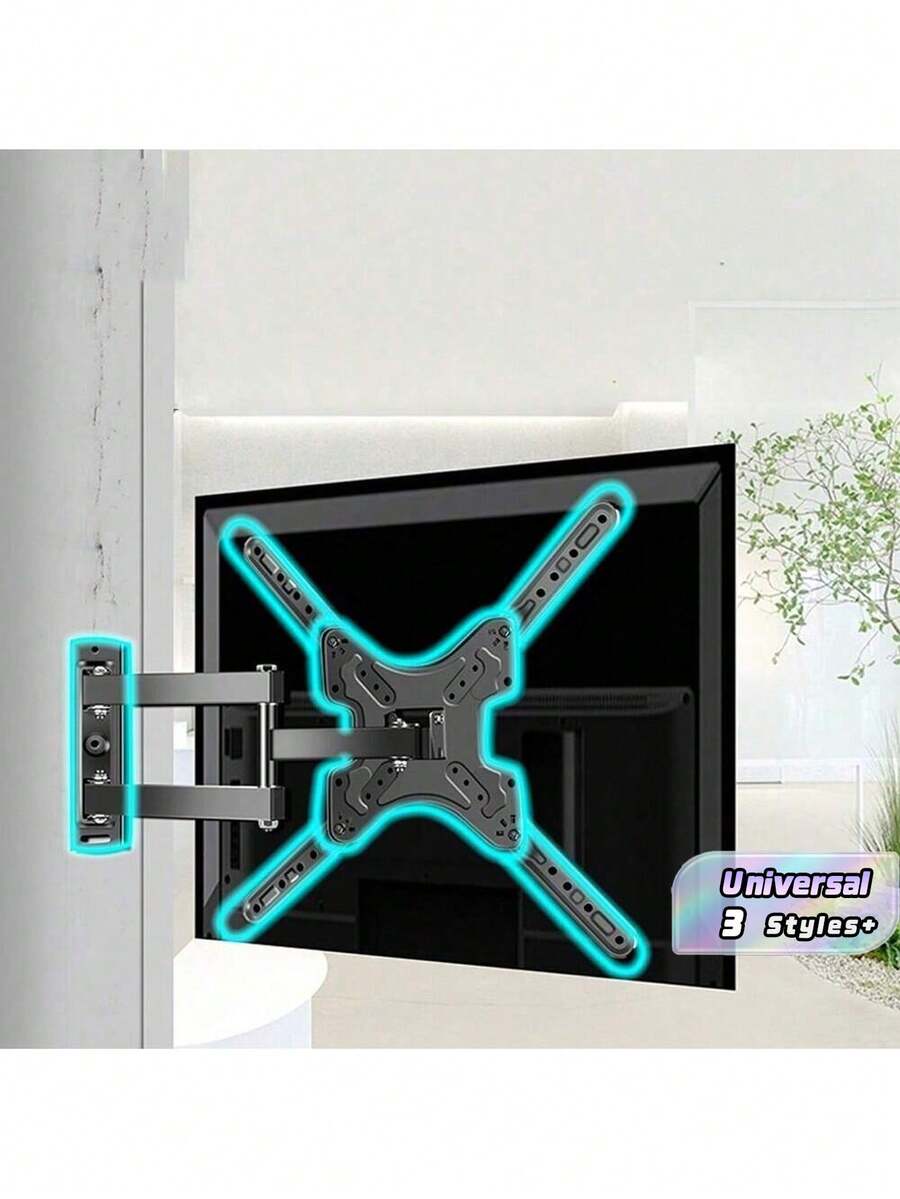 1 pieza Soporte de pared universal para TV de 10-26/17-42/32-55 pulgadas, hecho de acero laminado en frío, soporte de pared ajustable y giratorio para TV - Negro - Ver 1