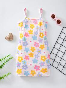 SHEIN 少女碎花休闲日常度假吊带裙 - 彩色 - 查看 11