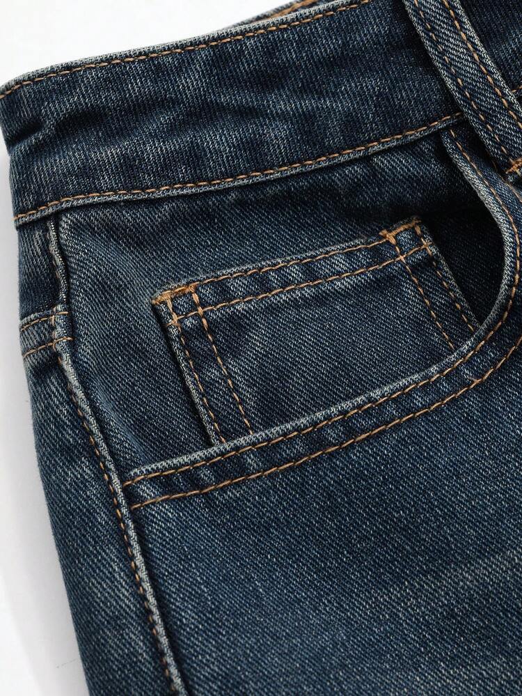 Women Casual Washed Straight Leg Denim Jeans