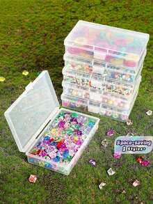 SHEIN 4 piezas Caja de almacenamiento de plástico transparente para piezas, componentes electrónicos, anzuelos de pesca, accesorios de pesca, joyas, muestras y juguetes - transparente - Ver 1
