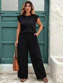EMERY ROSE Plus Size Casual Minimalist Black 2 Pieces Set Brunch Summer - Multicolor - View 6