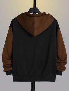 Manfinity Dauomo Sudadera con capucha con cremallera, forro térmico y cordón, sin camiseta, para otoño/invierno, de manga larga - Café integral - Ver 2