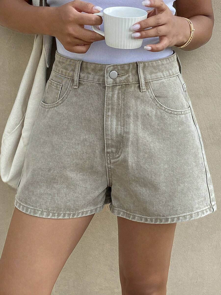 DAZY Shorts vaqueros lavados informales para mujer, verano - Azul - Ver 1