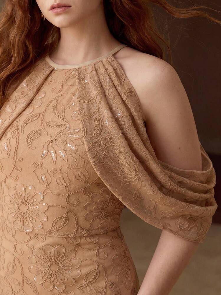 PLUS SIZE SPRING/SUMMER LACE EMBROIDERED ELEGANT STRAIGHT DRESS