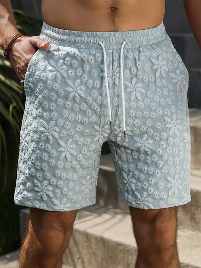VENTUSAIL Men's Jacquard Drawstring Waist Casual Shorts, Fashion Versatile