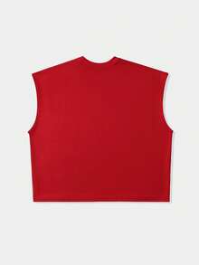 ROMWE MEN Street Life Men's Printed Rivet Loose Tank Top - Red - View 3