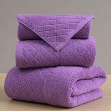 3 Pure Cotton Solid Color Face Towels, Lightweight And Breathable, With 100% Cotton Buckle. Suitable For Bathrooms, Gyms, Travel, Gifts, Beauty Salons, Sports, Outdoor Activities, Schools, And Home Essentials. - Purple - View 11