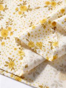 Franclia Đầm maxi dáng chữ A tay ngắn thanh lịch kiểu Pháp cổ điển dành cho nữ cỡ lớn, họa tiết hoa nhí, cổ áo sơ mi, ôm eo, thích hợp cho kỳ nghỉ ở vùng quê Ý, đầm mùa hè tay ngắn màu vàng họa tiết hoa nhí, đầm dự tiệc trà chiều mùa hè mới. - Màu vàng - Xem 5