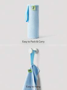 OutZeal 1 Pc Sweat-Absorbent Ultra-Soft Foldable Blue Sport Towel With Lanyard Solid Color Gym Beach Yoga Fitness Swimming - Baby Blue - View 5