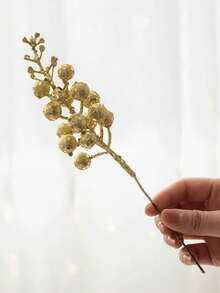 4PCS Artificial Glitter Plant With Berries , Cute Christmas Tree Decoration Ornament Cut Branches, For Living Room And Bedroom , Wedding, Party, Home Decoration, Desk Stuffing.Christmas Supplies, Home Decor,Table Decor,Outdoor And Indoor Christmas Decor - Gold - View 6