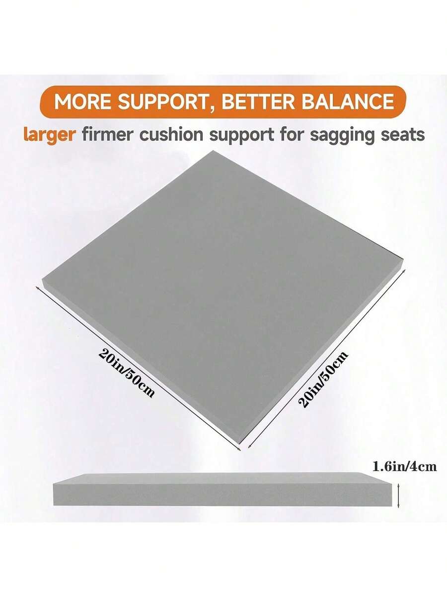 40D High Resilience Square Sofa Cushion, Insert Type Support Pad For Sagging Seat Repair - Grey - View 1