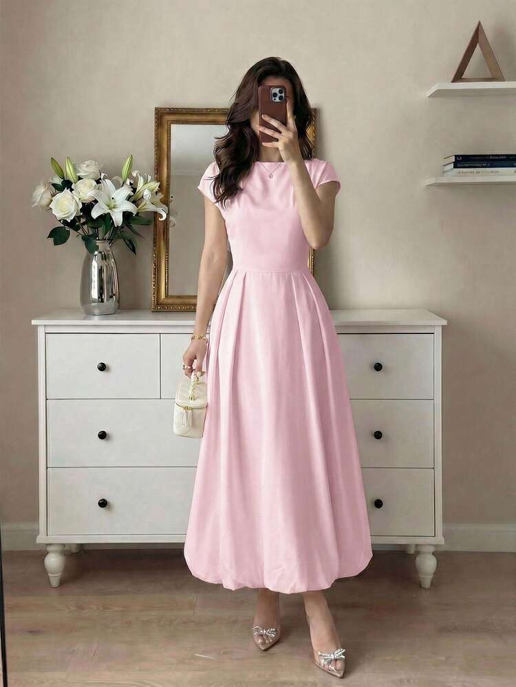 tea pink color dress Simple Cute Pink Satin Tea Length Hoco Party Dress with Strappy Straps