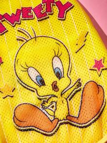 LOONEY TUNES X SHEIN 1 Piece Cartoon Pattern Printed Pet Vest, Sports Vest, Cat Clothes, Dog Clothes, Size XXS-XXXXL, Extra Small, Extra Large, Tweety. - Yellow - View 3