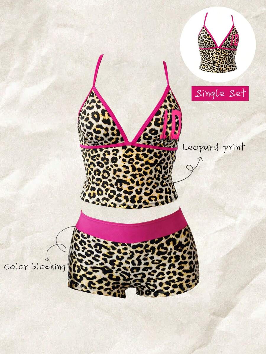 Elavelle Women's Positioning Print Spaghetti Strap Camisole Bikini Top, Spring/Summer - Multicolor - View 1