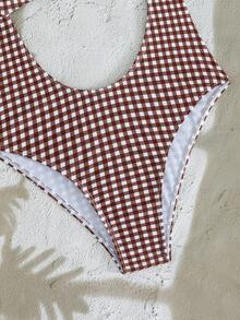 Swim Mod Áo tắm liền thân nữ tính, họa tiết kẻ caro, cổ tròn, khoét eo, dễ thương, ôm sát, thích hợp cho lễ hội âm nhạc bãi biển mùa xuân/hè, dành cho nữ. - Nhiều màu - Xem 4