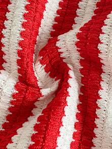 Playful Pals Babygirl Christmas Holiday Outfits Red And White Stripe Summer Cute Vacation 2pcs Suit,Knitted Jacquard Red Halter Top And Shorts For Party,Beach - Red and White - View 11