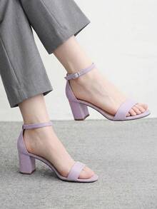 CUCCOO BIZCHIC Giày sandal nữ thời trang thoải mái, mũi tròn, có khóa cài, quai ngang mắt cá chân, gót dày, đa năng, thích hợp cho mùa xuân và hè, kiểu dáng mới, thanh lịch và đơn giản, dễ phối đồ. - Màu tím - Xem 4