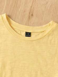 Camiseta de mujer sencilla y casual de punto de color café - amarillo ganso - Ver 7