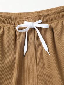 Genlund Pantalones cortos casuales versátiles para hombre con cintura de cordón y bolsillos cargo, vacaciones - Marrón - Ver 5