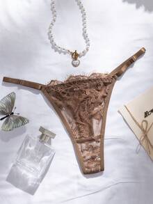 Divavoom 2 pezzi/Set Lingerie in pizzo rosso rosa, matura e sensuale - Caffè Marrone - Visualizzare 11